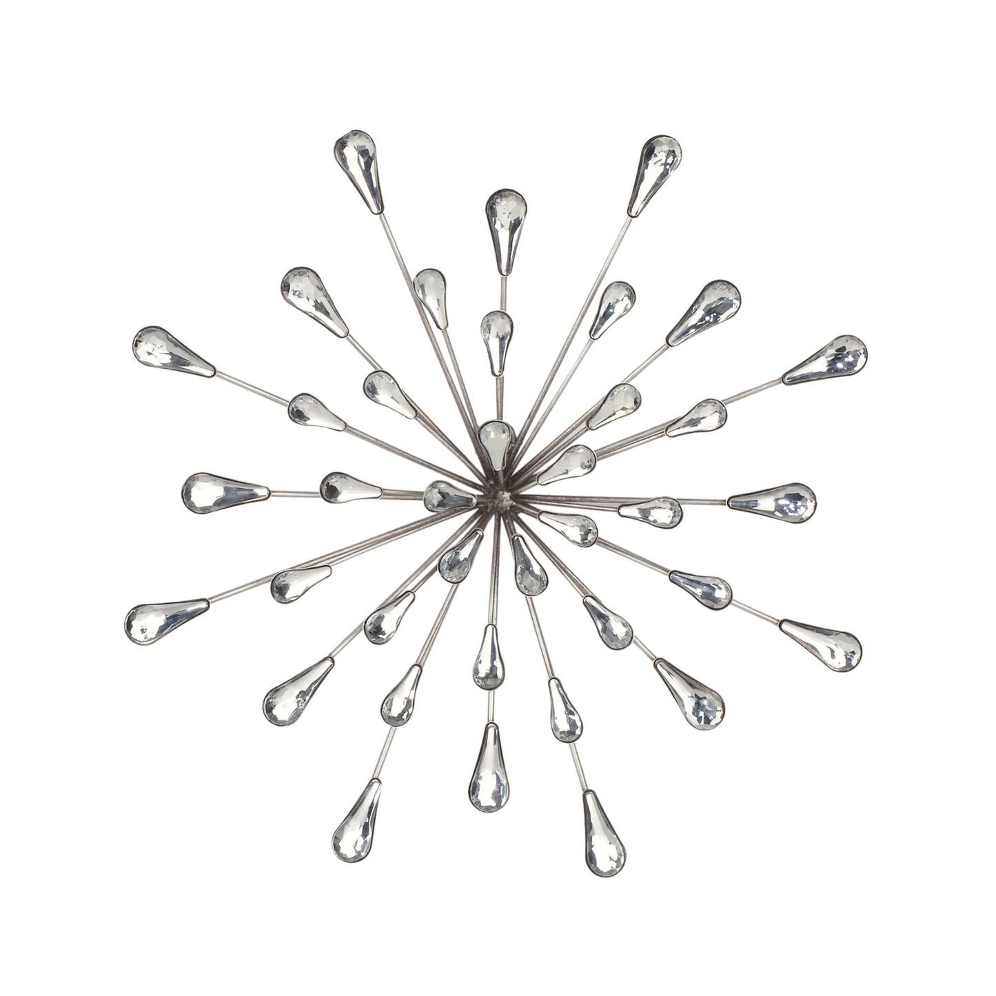 Décoration murale en métal argenté et perles transparentes de 12,5 diamètres, motif étoile
