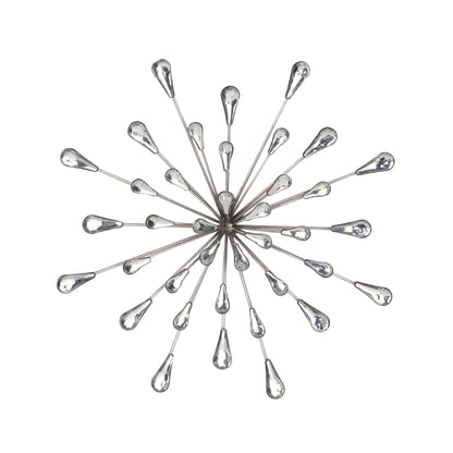 Décoration murale en métal argenté et perles transparentes de 12,5 diamètres, motif étoile