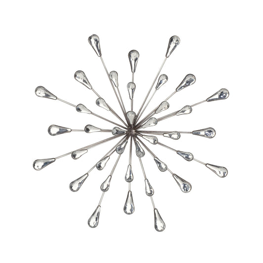Décoration murale en métal argenté et perles transparentes de 12,5 diamètres, motif étoile