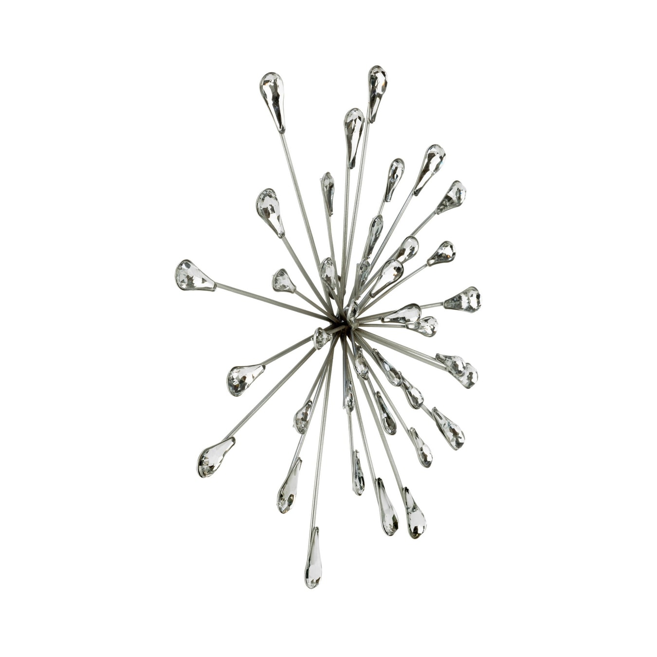 Décoration murale en métal argenté et perles transparentes de 12,5 diamètres, motif étoile