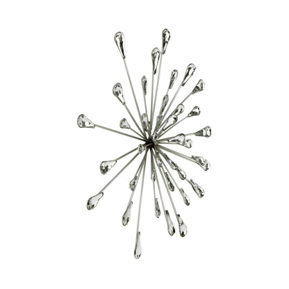 Décoration murale en métal argenté et perles transparentes de 12,5 diamètres, motif étoile