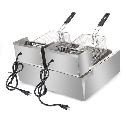 Friteuse électrique à double cylindre en acier inoxydable de 12,7 QT/12 L