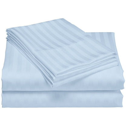 Parure de draps de luxe à rayures en coton 1 200 fils au pouce carré, avec poche profonde
