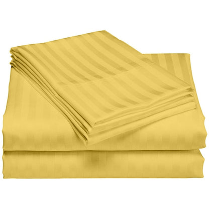 Parure de draps de luxe à rayures en coton 1 200 fils au pouce carré, avec poche profonde