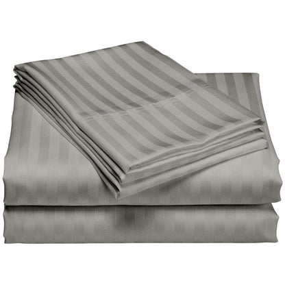 Parure de draps de luxe à rayures en coton 1 200 fils au pouce carré, avec poche profonde