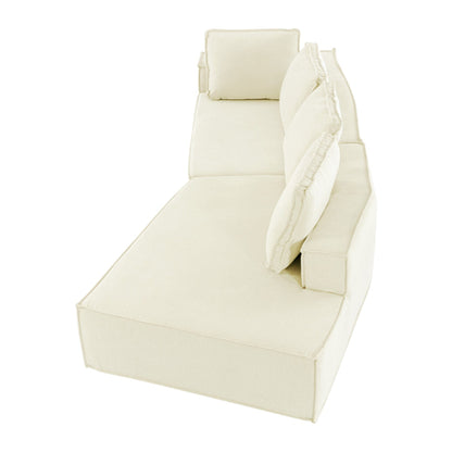 Canapé-lit d'intérieur moderne et élégant, 125 cm, aux lignes épurées, pour salon, beige