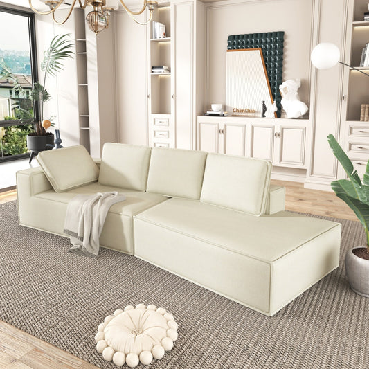 Canapé-lit d'intérieur moderne et élégant, 125 cm, aux lignes épurées, pour salon, beige