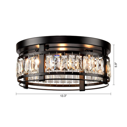 Lustre encastré moderne en cristal noir à 3 lumières pour couloir 13.3