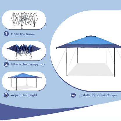Gazebo de jardin renforcé escamotable avec rideau d'angle élégant - 13 x 13 pi
