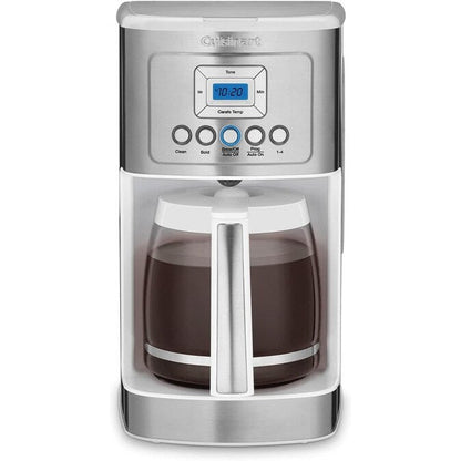 Cafetière Perfectemp 14 tasses avec carafe en verre, programmable, réglage de l'intensité de l'infusion, réglage de 1 à 4 tasses, blanche