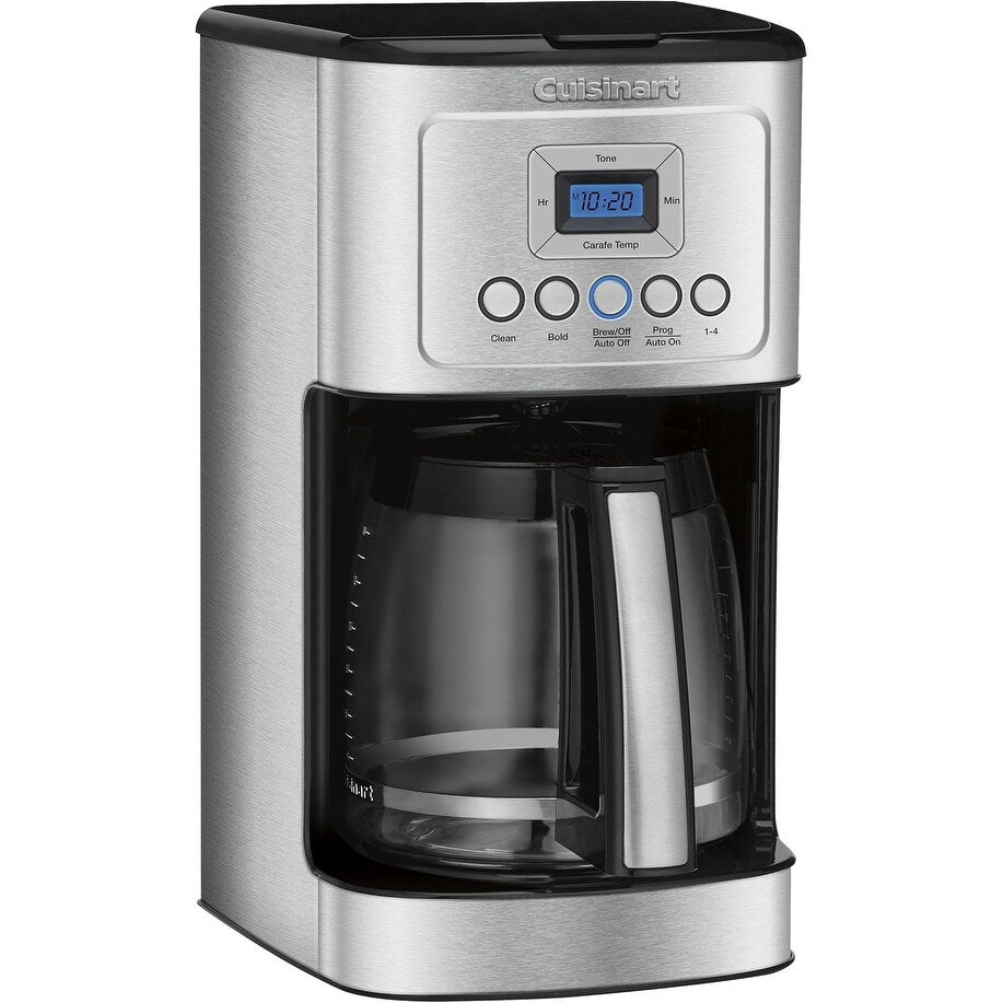 Cafetière 14 tasses en acier inoxydable, verseuse en verre, entièrement automatique, réglage de la force d'infusion