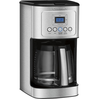 Cafetière 14 tasses en acier inoxydable, verseuse en verre, entièrement automatique, réglage de la force d'infusion
