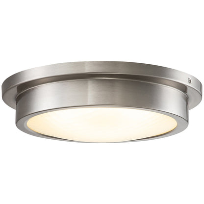 Plafonnier DEL 30 W 3000 K, 14 po, nickel brossé, avec abat-jour en verre rayé