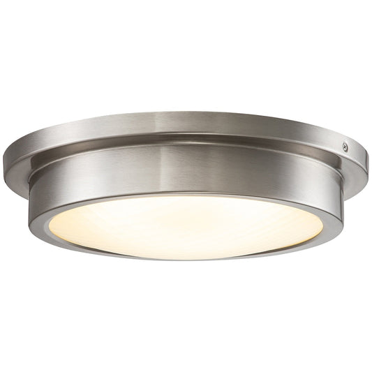 Plafonnier DEL 30 W 3000 K, 14 po, nickel brossé, avec abat-jour en verre rayé