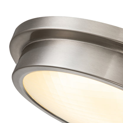Plafonnier DEL 30 W 3000 K, 14 po, nickel brossé, avec abat-jour en verre rayé