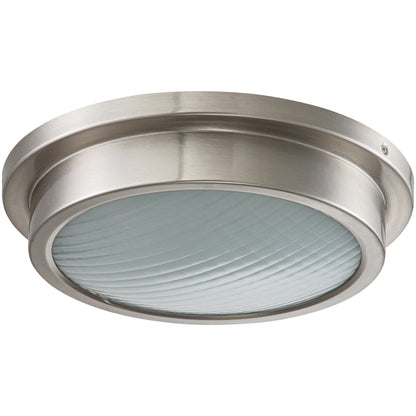 Plafonnier DEL 30 W 3000 K, 14 po, nickel brossé, avec abat-jour en verre rayé