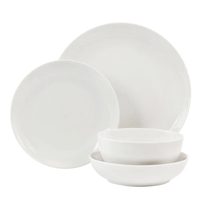 Service de table 16 pièces en porcelaine avec deux bols