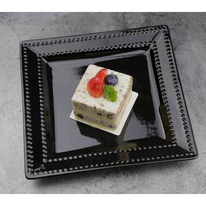Service de table carré en grès perlé, 16 pièces, Lorren Home Trends, noir