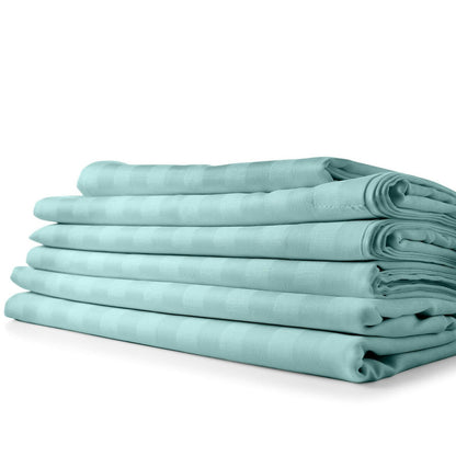 Ensemble de draps à rayures en bambou 1800 fils, poches profondes, 4 pièces