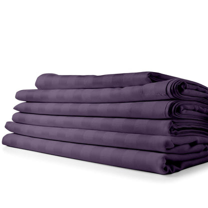 Ensemble de draps à rayures en bambou 1800 fils, poches profondes, 4 pièces