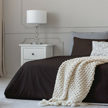 Parure de lit en coton 1800 fils, draps et taies d'oreiller, poche profonde, toutes tailles