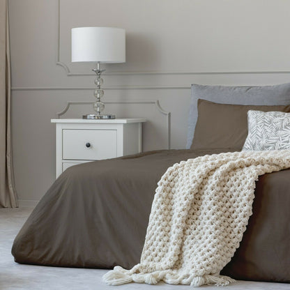 Parure de lit en coton 1800 fils, draps et taies d'oreiller, poche profonde, toutes tailles