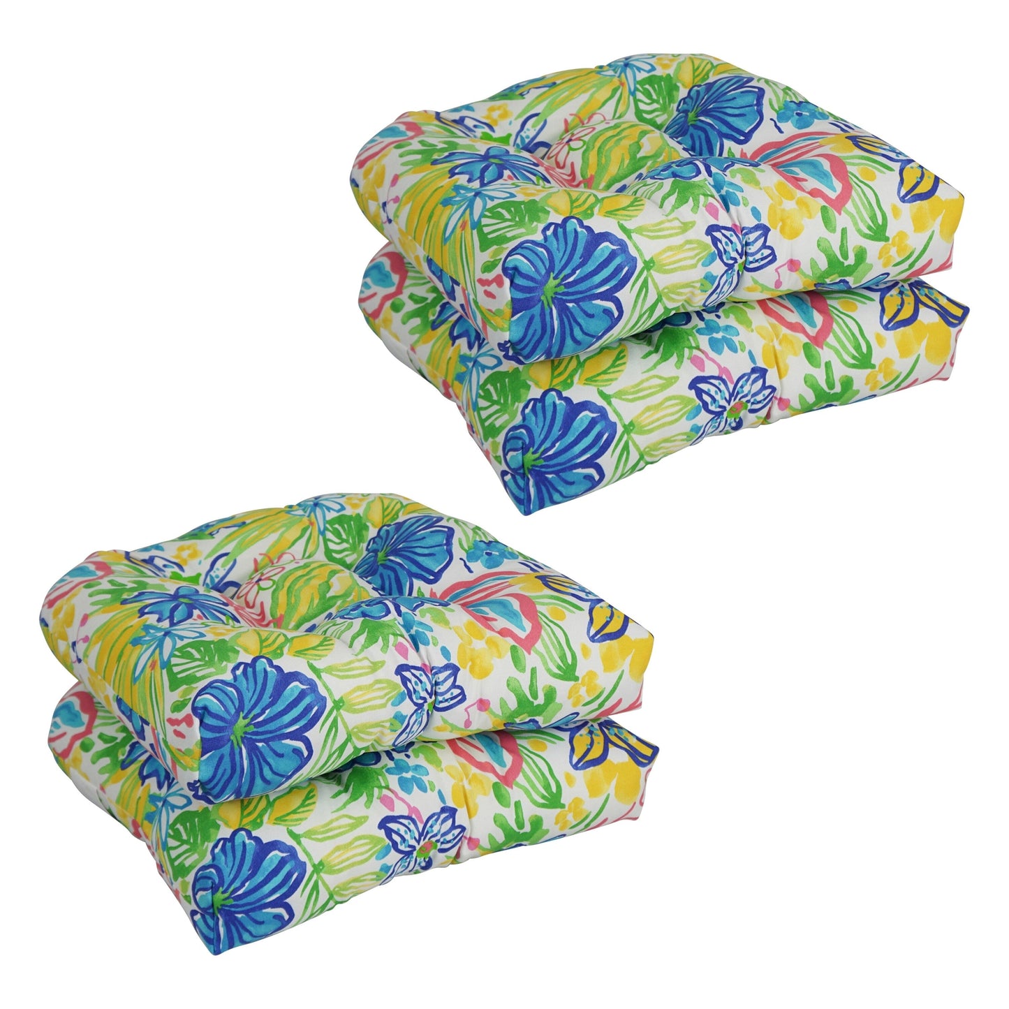 Coussins de chaise d'intérieur/extérieur à dossier arrondi de 19 pouces (ensemble de 4) - 19 x 19