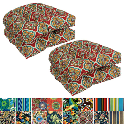 Coussins de chaise d'intérieur/extérieur à dossier arrondi de 19 pouces (ensemble de 4) - 19 x 19