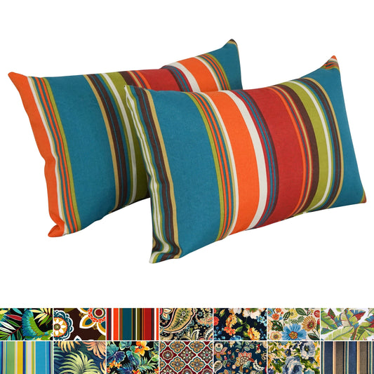 Coussins d'extérieur 19 pouces x 11 pouces (lot de 2, motifs multiples) - 19 x 11