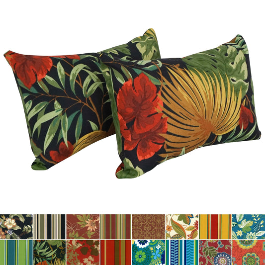 Coussins d'extérieur 19 pouces x 11 pouces (lot de 2, motifs multiples) - 19 x 11