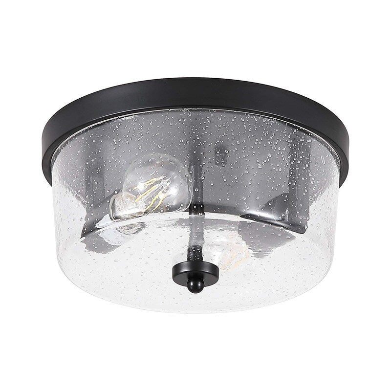 Plafonnier encastré noir à 2 lampes de style ferme - Lot de 2