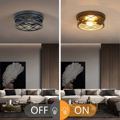 Plafonnier encastré noir à 2 lampes de style ferme - Lot de 2