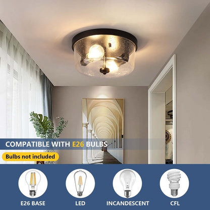 Plafonnier encastré noir à 2 lampes de style ferme - Lot de 2