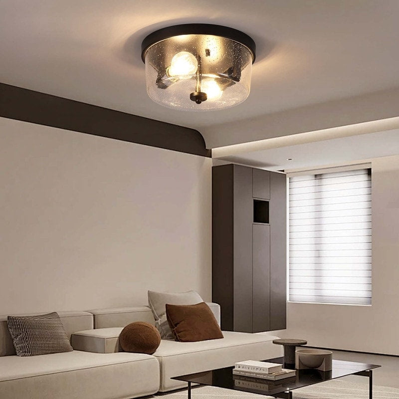 Plafonnier encastré noir à 2 lampes de style ferme - Lot de 2