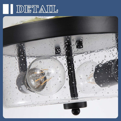 Plafonnier encastré noir à 2 lampes de style ferme - Lot de 2