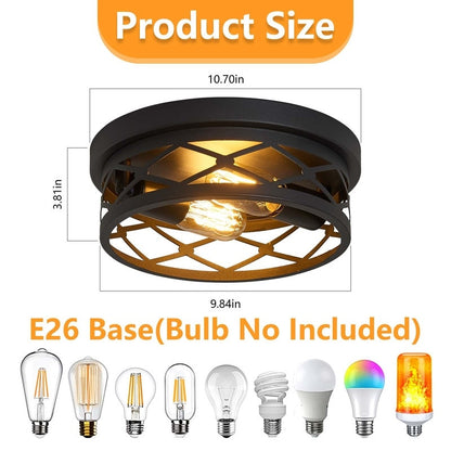 Plafonnier encastré à 2 lampes de style ferme - Lot de 2