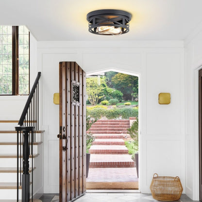 Plafonnier encastré à 2 lampes de style ferme - Lot de 2