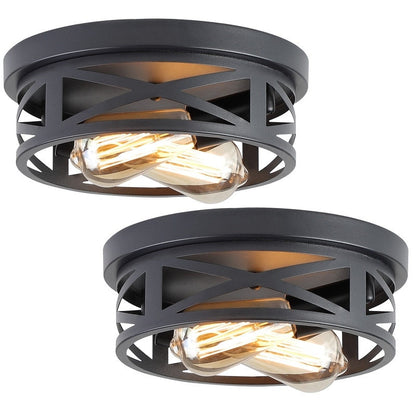 Plafonnier encastré à 2 lampes de style ferme - Lot de 2