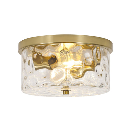 Plafonnier encastré à 2 lumières avec verre martelé transparent