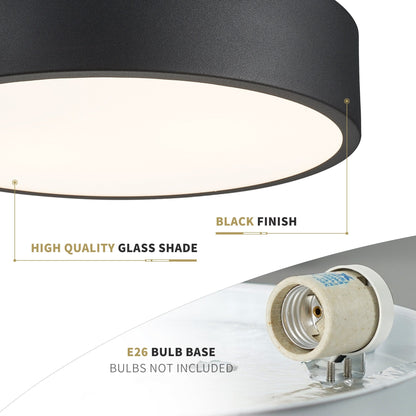 Plafonnier encastré à 2 lumières avec abat-jour en verre dépoli – 12 po L x 12 po l x 3,5 po H