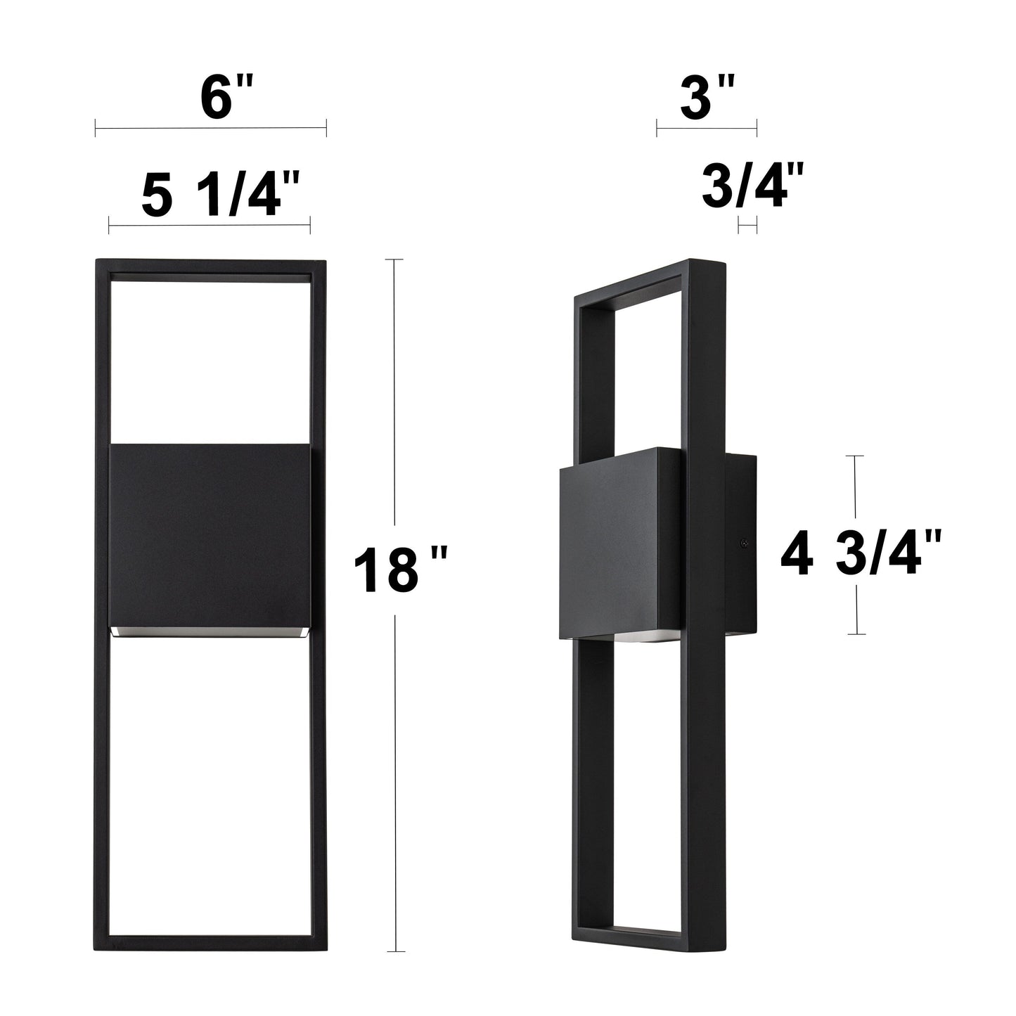 Applique murale d'extérieur à 2 lumières à DEL intégrées noir mat
