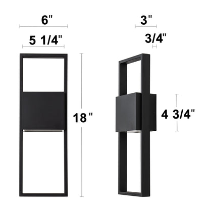 Applique murale d'extérieur à 2 lumières à DEL intégrées noir mat