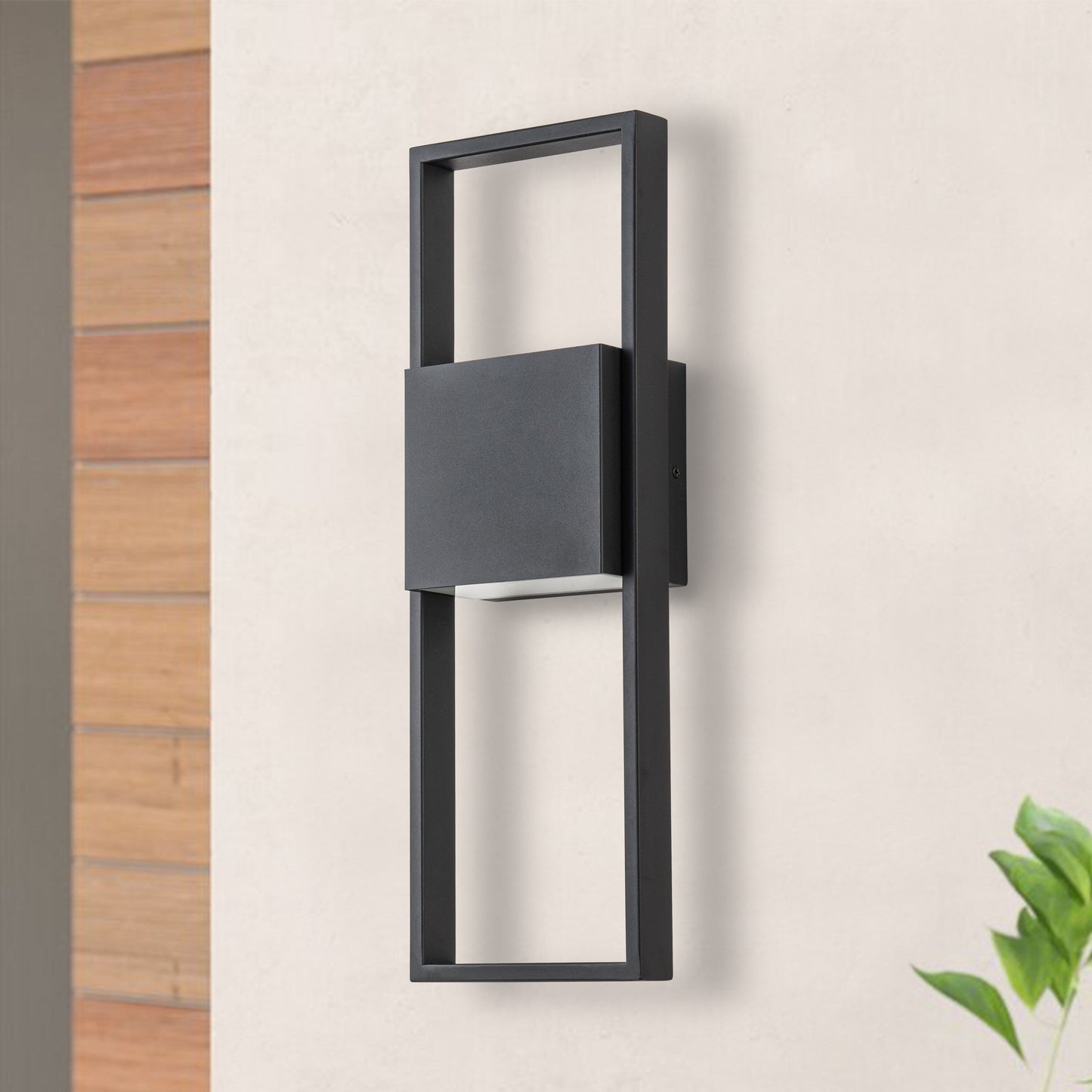 Applique murale d'extérieur à 2 lumières à DEL intégrées noir mat