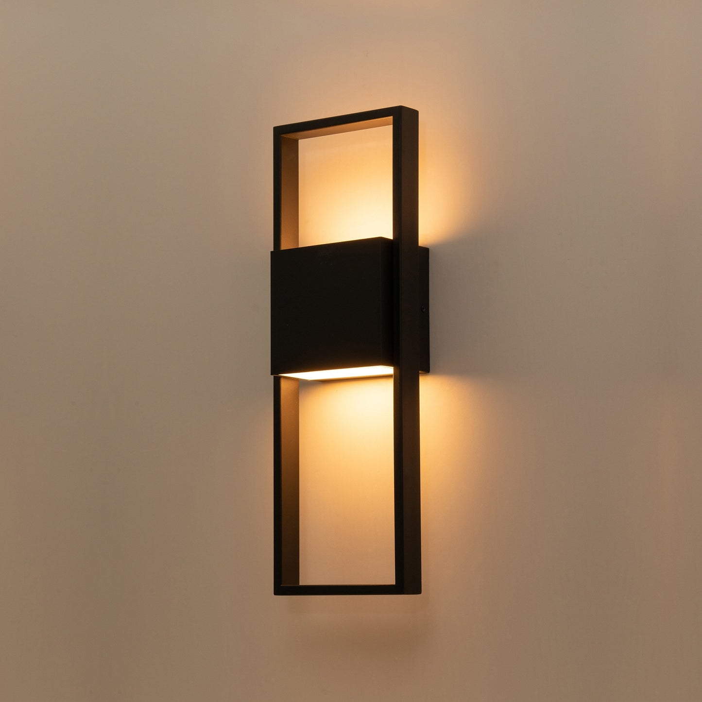 Applique murale d'extérieur à 2 lumières à DEL intégrées noir mat