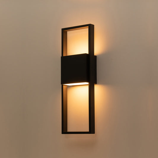 Applique murale d'extérieur à 2 lumières à DEL intégrées noir mat