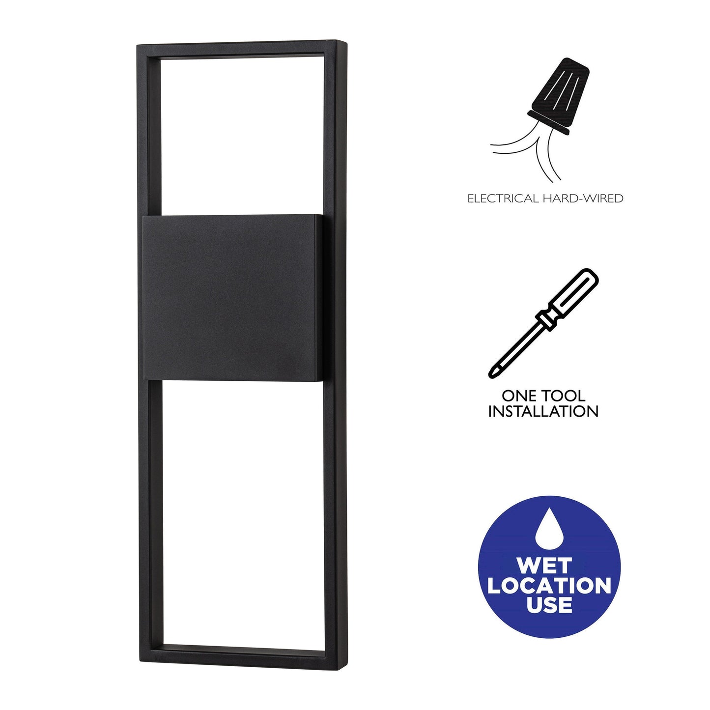 Applique murale d'extérieur à 2 lumières à DEL intégrées noir mat