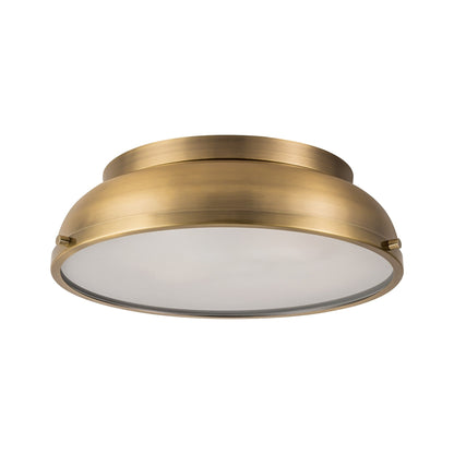 Plafonnier encastré à 2 lampes, style Mid-Century moderne, en bronze vieilli, avec dôme cylindrique en verre dépoli - Bronze vieilli