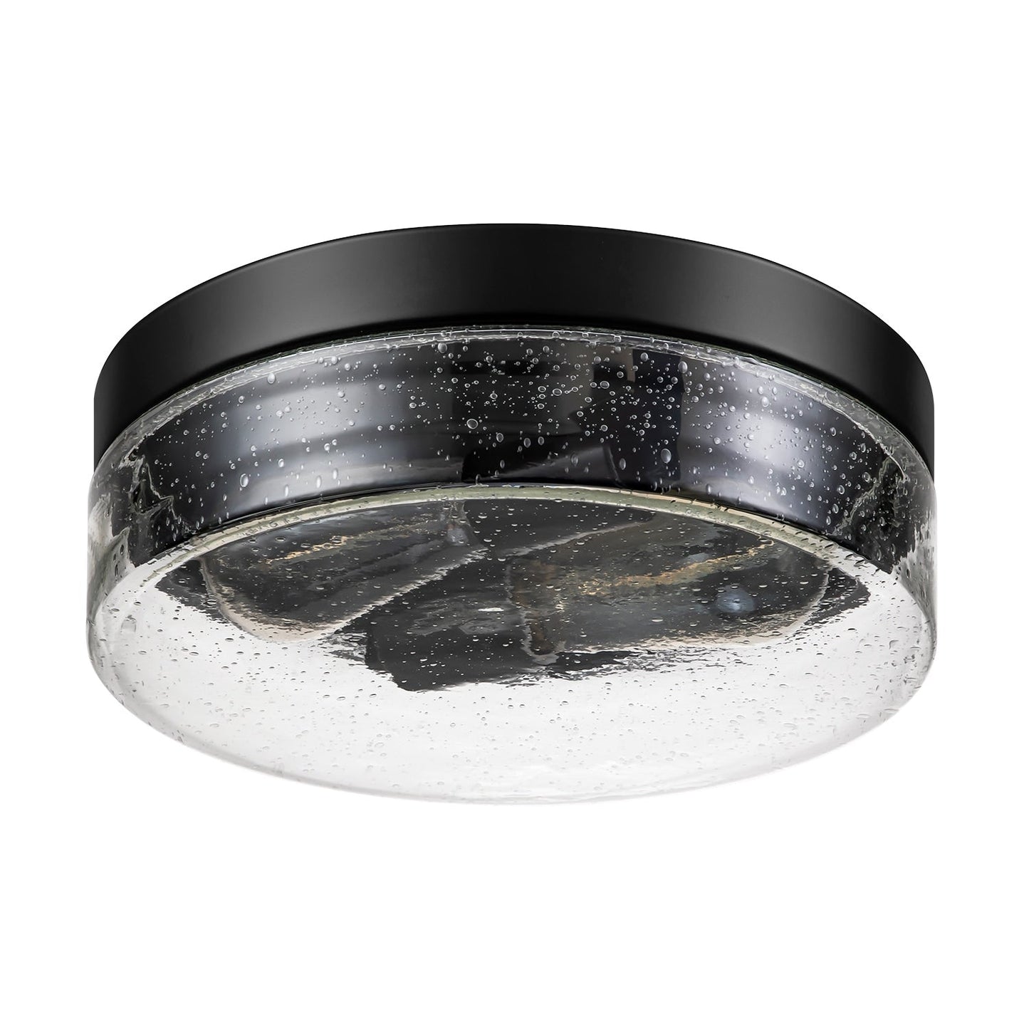 Plafonnier moderne à 2 lampes en forme de dôme, en verre transparent à bulles et à grains