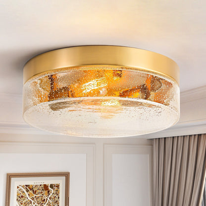 Plafonnier moderne à 2 lampes en forme de dôme, en verre transparent à bulles et à grains