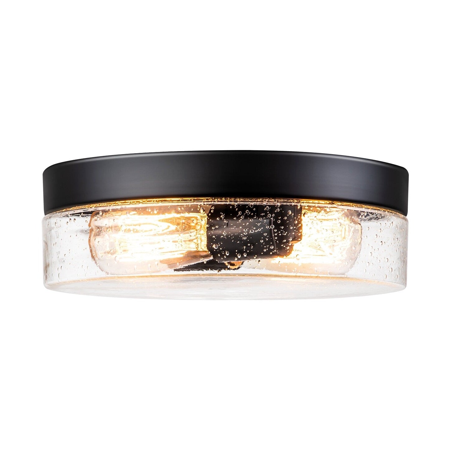 Plafonnier moderne à 2 lampes en forme de dôme, en verre transparent à bulles et à grains